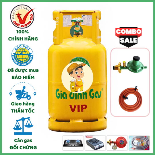 Combo Bộ Bình Gas Á Châu Vàng 12Kg Khuyến Mãi
