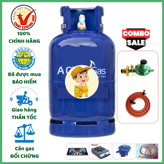 Combo Bộ Bình Gas Á Châu Xanh 12Kg Khuyến Mãi
