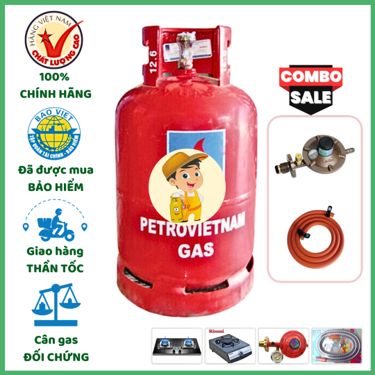 Combo Bộ Bình Gas PETROVIETNAM Đỏ 12Kg Khuyến Mãi