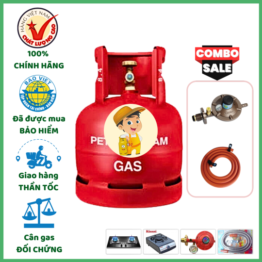 Combo Bộ Bình Gas PETROVIETNAM Đỏ 6Kg Khuyến Mãi