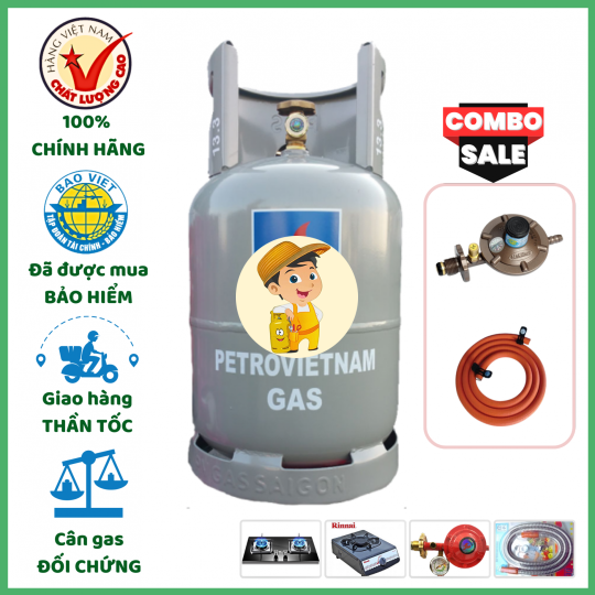 Combo Bộ Bình Gas PETROVIETNAM Xám 12Kg Khuyến Mãi