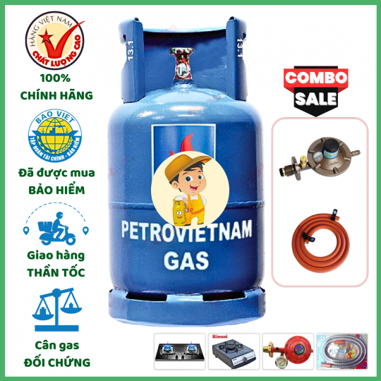 Combo Bộ Bình Gas PETROVIETNAM Xanh 12Kg Khuyến Mãi