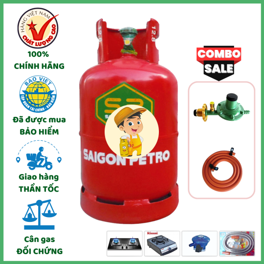 Combo Bộ Bình Gas Saigon Petro Đỏ 12Kg Khuyến Mãi