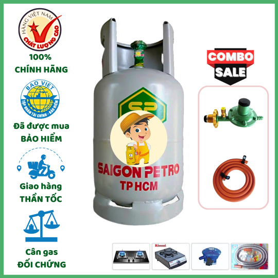 Combo Bộ Bình Gas Saigon Petro Xám 12Kg Khuyến Mãi