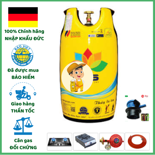 Bình Gas composite Vàng 12kg Van Ngang Chống Cháy Nổ