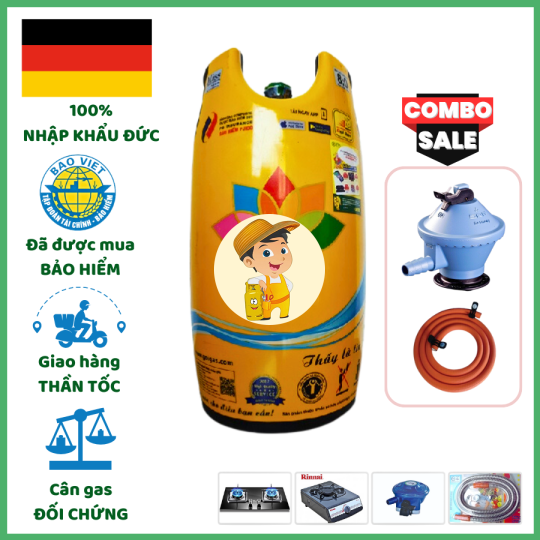Combo Bộ Bình Gas Miss Vàng Cam Chống Cháy Nổ 12Kg