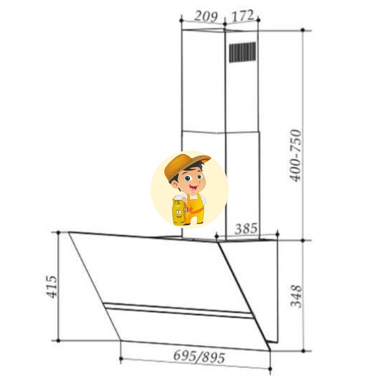 Máy hút mùi Faster FS-3688SS 70 Nhập Khẩu