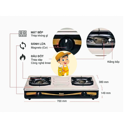 Bếp Gas Rinnai RI-602DI Nhập Khẩu Indonesia