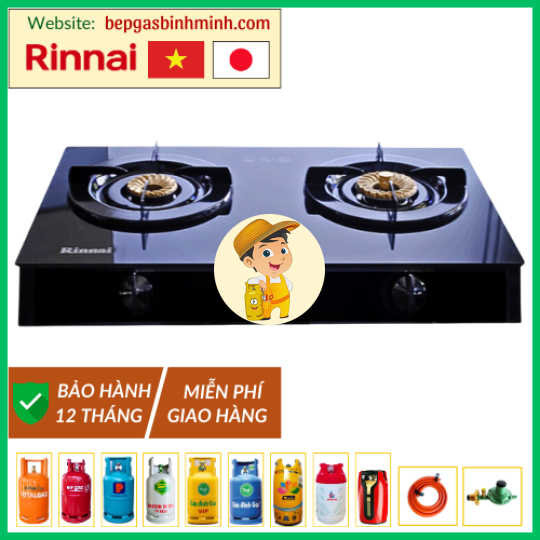Bếp Gas Đôi Rinnai RV-6 Double Glass (B) Việt - Nhật Chính Hãng