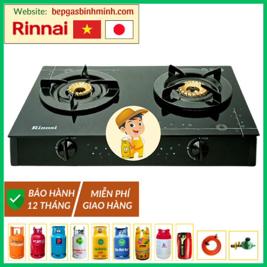 Bếp Gas Đôi Rinnai RV-7 Double Glass (A) Việt - Nhật Chính Hãng