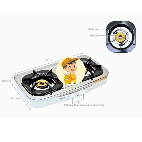 Bếp Gas Rinnai RTS-2KD Nhập Khẩu Nhật Bản