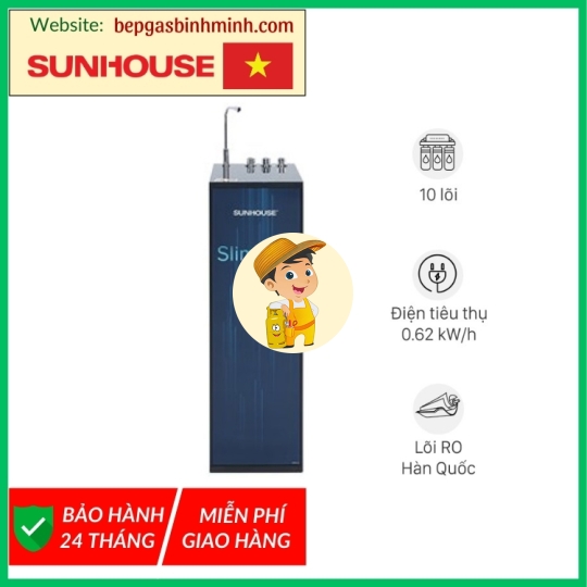 Máy lọc nước RO nóng nguội lạnh Sunhouse SHA76213CK 10 lõi