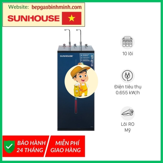 Máy lọc nước RO nóng nguội lạnh Sunhouse SHA76219CK 10 lõi