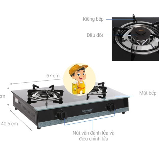 Bếp Gas Đôi SUNHOUSE SHB3326MT Chính Hãng