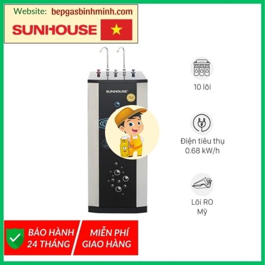 Máy lọc nước RO nóng nguội lạnh Sunhouse SHR76210CK 10 lõi