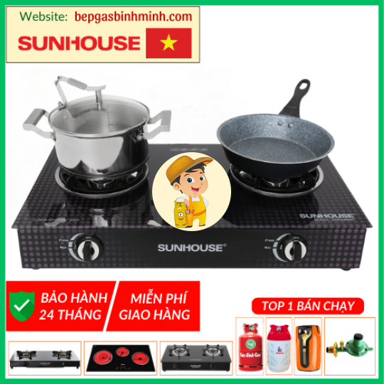 Bếp Gas Đôi Mặt Kính SUNHOUSE SHB 3366MT